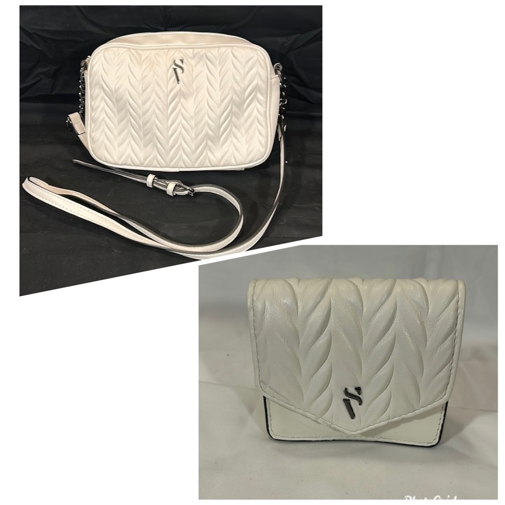 Simply Vera Vera Wang Sintra Bag w/matching wallet- Ruched Brilliant White